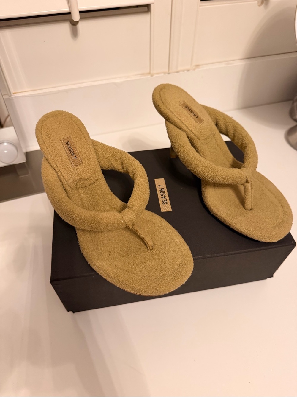 Yeezy Women’s tan Terry Thong Sandals